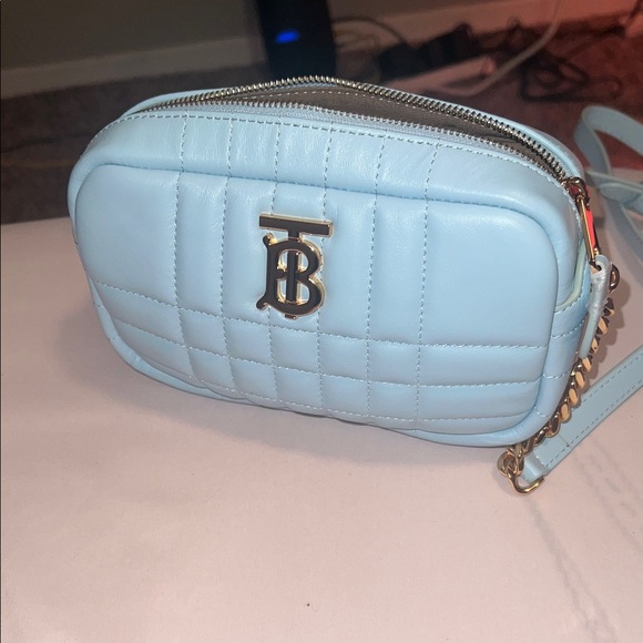 Burberry Light Blue Quilted Crossbody Bag - Picture 1 of 6